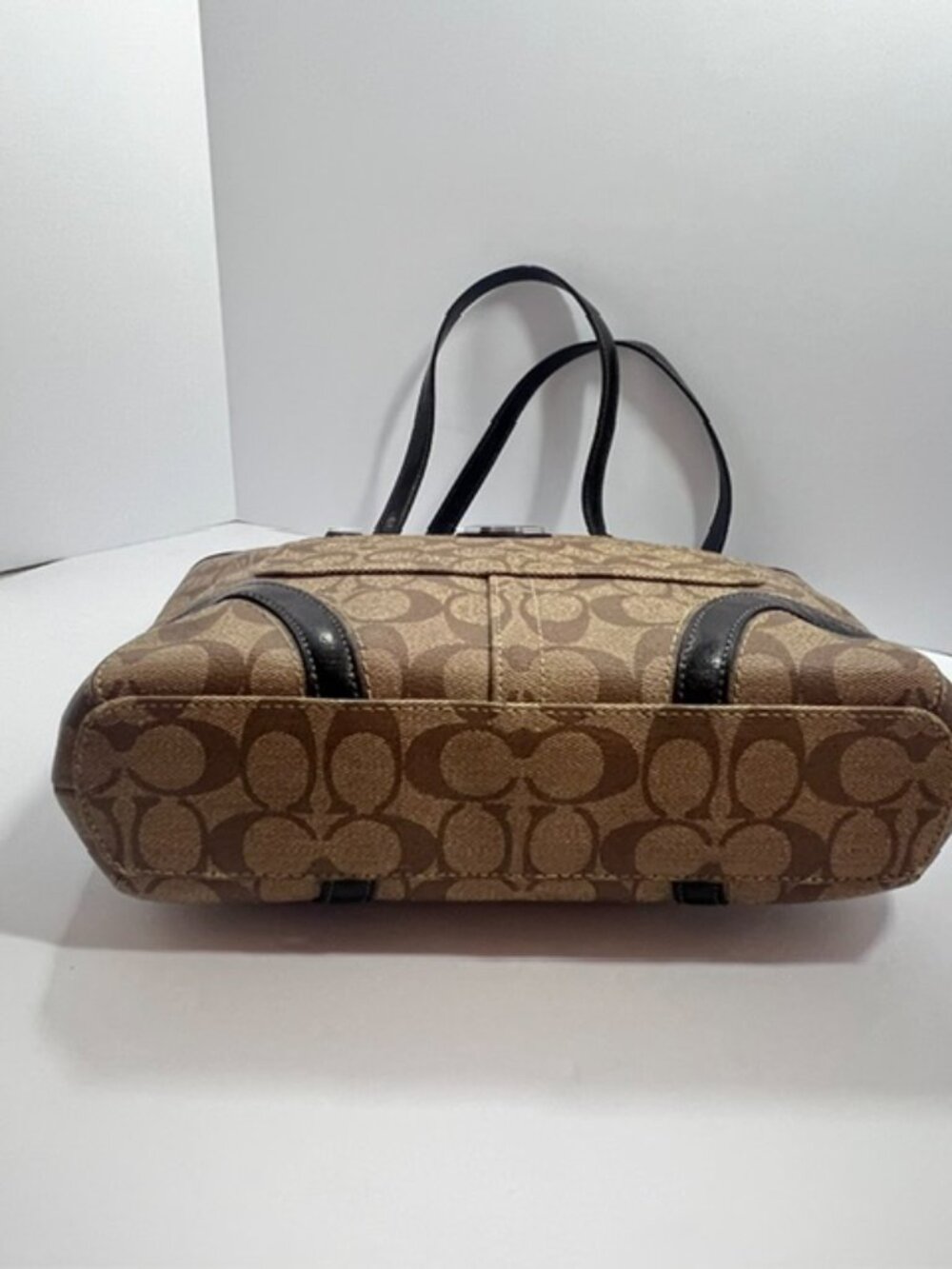 COACH PEYTON HERITAGE TOTE F18917 TAN / DRK BROWN - Picture 6 of 16